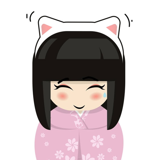 Logo Kimono Tahiti : poupée kokeshi en kimono rose